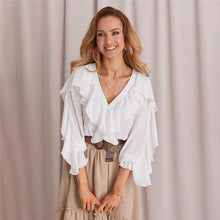 Load image into Gallery viewer, Women Ladies Chiffon Ruffle Bell Sleeve Loose  Shirt Top Summer Blouse Tops UK