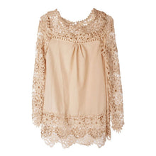 Load image into Gallery viewer, Wenyujh Women Lace Chiffon Flower Hollow-out Long Sleeve Shirts Casual Feminine Solid Blouses 2019 Fashion Spring Autumn Tops