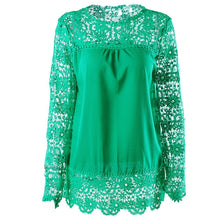 Load image into Gallery viewer, Wenyujh Women Lace Chiffon Flower Hollow-out Long Sleeve Shirts Casual Feminine Solid Blouses 2019 Fashion Spring Autumn Tops