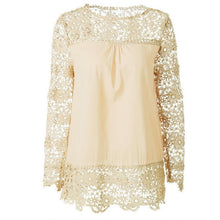 Load image into Gallery viewer, Wenyujh Women Lace Chiffon Flower Hollow-out Long Sleeve Shirts Casual Feminine Solid Blouses 2019 Fashion Spring Autumn Tops