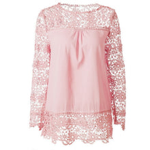 Load image into Gallery viewer, Wenyujh Women Lace Chiffon Flower Hollow-out Long Sleeve Shirts Casual Feminine Solid Blouses 2019 Fashion Spring Autumn Tops