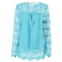 Load image into Gallery viewer, Wenyujh Women Lace Chiffon Flower Hollow-out Long Sleeve Shirts Casual Feminine Solid Blouses 2019 Fashion Spring Autumn Tops