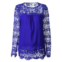 Load image into Gallery viewer, Wenyujh Women Lace Chiffon Flower Hollow-out Long Sleeve Shirts Casual Feminine Solid Blouses 2019 Fashion Spring Autumn Tops