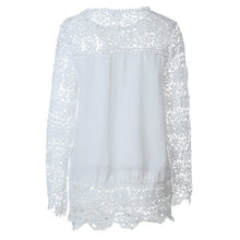 Load image into Gallery viewer, Wenyujh Women Lace Chiffon Flower Hollow-out Long Sleeve Shirts Casual Feminine Solid Blouses 2019 Fashion Spring Autumn Tops