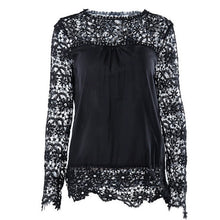 Load image into Gallery viewer, Wenyujh Women Lace Chiffon Flower Hollow-out Long Sleeve Shirts Casual Feminine Solid Blouses 2019 Fashion Spring Autumn Tops