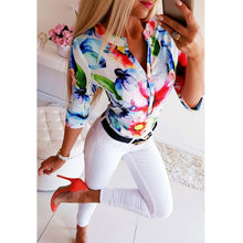 Load image into Gallery viewer, Women Long Half Sleeve Loose Shirts Shirt OL Clothes Plain Casual Button Blouse Office Lady Summer Chiffon Shirts blusa feminina