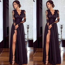 Load image into Gallery viewer, 2019 Women Lace Long Sleeve V Neck Dress Evening Party Formal High Waist Maxi Dress
