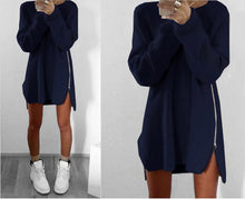 Load image into Gallery viewer, Autumn Winter Knitted Cotton Sweater Dresses Women  Loose Round Neck Solid Pullover Female Knitted Dress Vestidos Plus Size