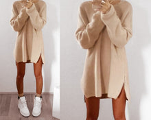 Load image into Gallery viewer, Autumn Winter Knitted Cotton Sweater Dresses Women  Loose Round Neck Solid Pullover Female Knitted Dress Vestidos Plus Size