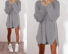 Load image into Gallery viewer, Autumn Winter Knitted Cotton Sweater Dresses Women  Loose Round Neck Solid Pullover Female Knitted Dress Vestidos Plus Size
