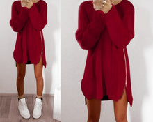 Load image into Gallery viewer, Autumn Winter Knitted Cotton Sweater Dresses Women  Loose Round Neck Solid Pullover Female Knitted Dress Vestidos Plus Size
