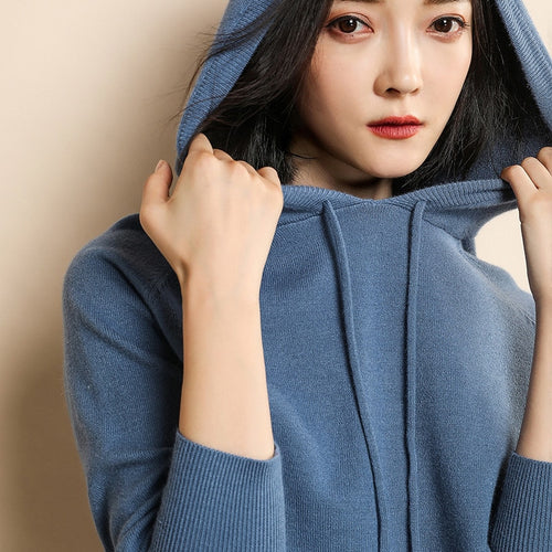 Autumn and winter age-reducing sweater women's hooded sweater women's sweater hoodies loose base large size coat