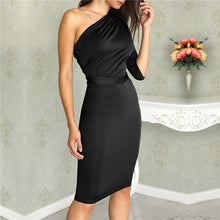 Load image into Gallery viewer, Bigsweety New Sexy One Shoulder Bodycon Party Dresses Elegant Women Casual Midi Sheath Slim Bodycon Dress Package Hip Midi Dress