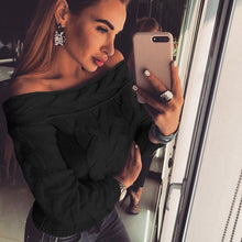 Load image into Gallery viewer, Bigsweety New Autumn Winter Long Sleeve Pullovers Women Sexy Off Shoulder Knitted Sweater Fashion Lady Sweater Tops