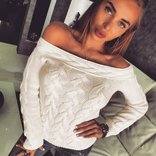 Load image into Gallery viewer, Bigsweety New Autumn Winter Long Sleeve Pullovers Women Sexy Off Shoulder Knitted Sweater Fashion Lady Sweater Tops