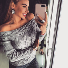 Load image into Gallery viewer, Bigsweety New Autumn Winter Long Sleeve Pullovers Women Sexy Off Shoulder Knitted Sweater Fashion Lady Sweater Tops