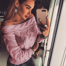 Load image into Gallery viewer, Bigsweety New Autumn Winter Long Sleeve Pullovers Women Sexy Off Shoulder Knitted Sweater Fashion Lady Sweater Tops
