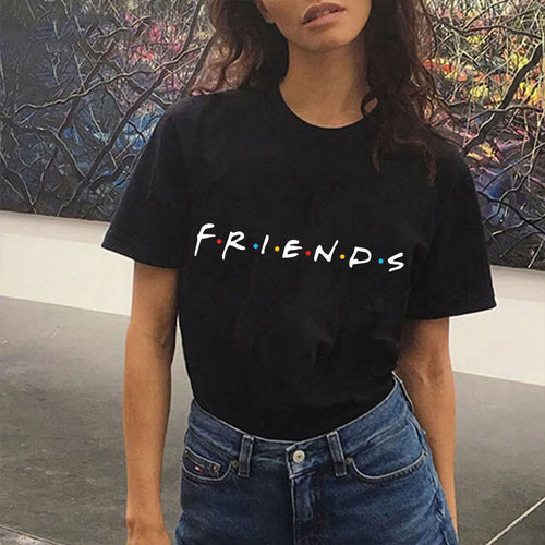 FRIENDS Letter Blouses & Shirts Women Tv Black Casual Funny Tops 2019 Summer Fashion For Lady Girl S M L XL XXL
