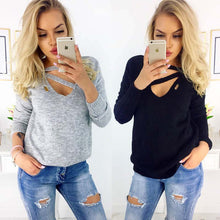 Load image into Gallery viewer, 2019 Autumn Loose Sweater Women Winter Knitted Sweaters Long Sleeves Women Pullovers Jumper V-neck Female Sweaters Femme Tops