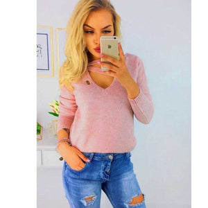 2019 Autumn Loose Sweater Women Winter Knitted Sweaters Long Sleeves Women Pullovers Jumper V-neck Female Sweaters Femme Tops